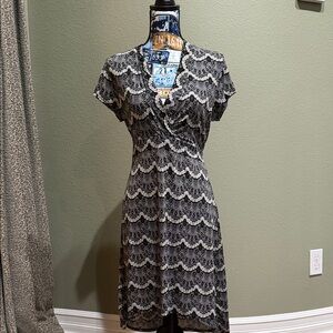 BCBG Black and White Lace Pattern Dress
